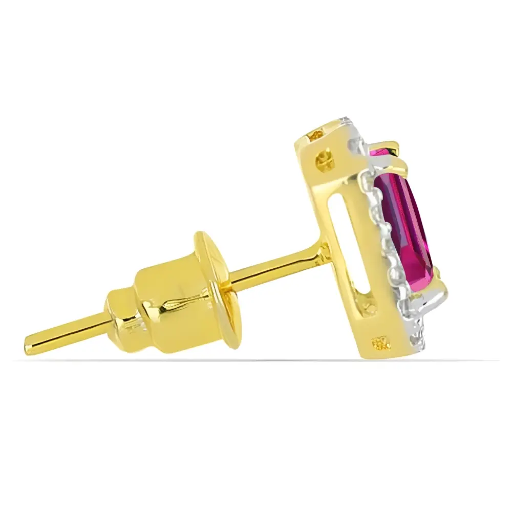 BUY 14K GOLD NATURAL ETHIOPIAN OPAL GEMSTONE HALO EARRINGS WITH WHITE DIAMOND